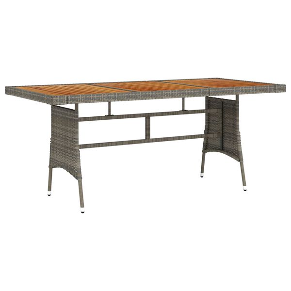 vidaXL Garden Table Grey 160x70x72 cm Poly Rattan & Solid Acacia Wood