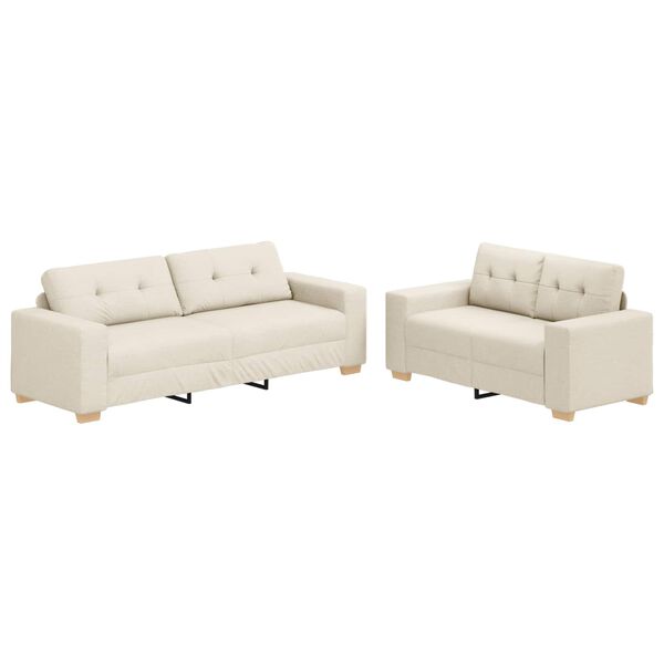 vidaXL Sofa 2 pcs Beige Linen