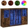 vidaXL Sideboards with LED Lights 3 pcs Smoked Oak Engineered Wood