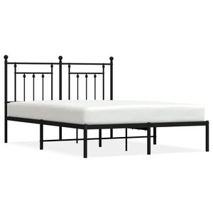vidaXL Metal Bed Frame without Mattress with Headboard Black 140x200cm
