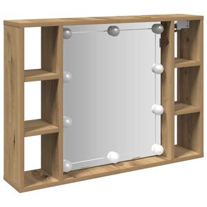 vidaXL Mirror Cabinet with LED Artisan Oak 76x15x55 cm Engineered Wood