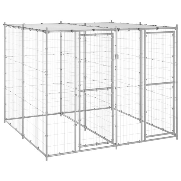 vidaXL Outdoor Dog Kennel Galvanised Steel with Roof 4.84 m²