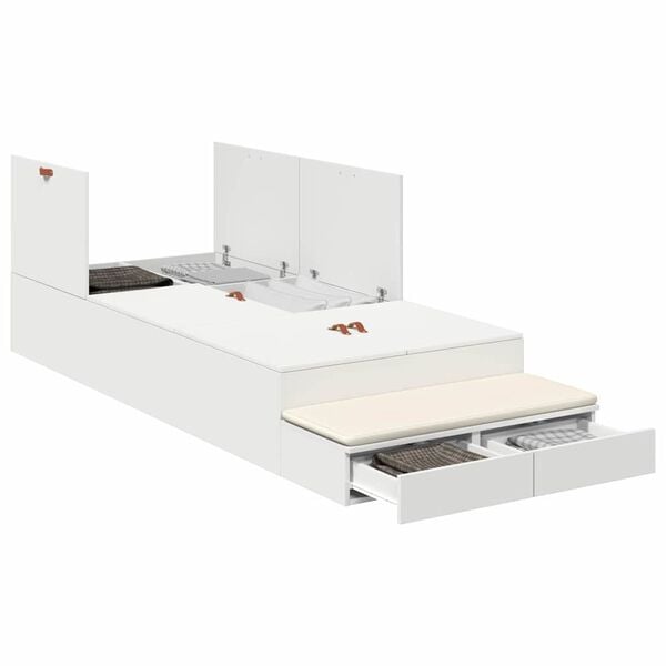 vidaXL Storage Bed Frame with Drawer White 90 cm Engineered Wood