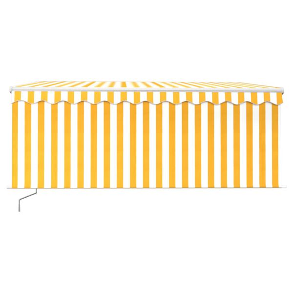 vidaXL Manual Retractable Awning with Blind&LED 3x2.5m Yellow&White