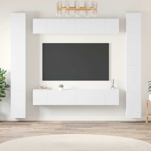 vidaXL 6 Piece TV Cabinet Set White Engineered Wood