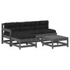 vidaXL 5 Piece Garden Lounge Set with Cushions Grey Solid Wood