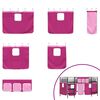 vidaXL Kids'Loft Bed Frame with Curtains Black and Pink 79.5 x 200 cm