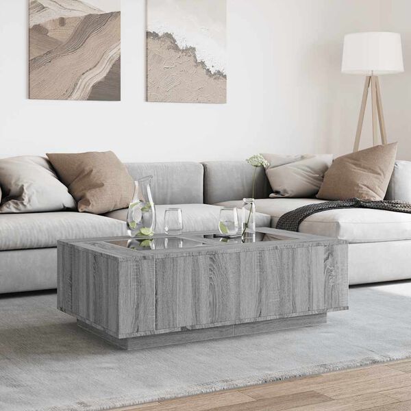 vidaXL Coffee Table with Infinity LED Grey Sonoma 116x69x40 cm