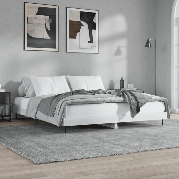 vidaXL Bed Frame without Mattress High Gloss White 200x200 cm