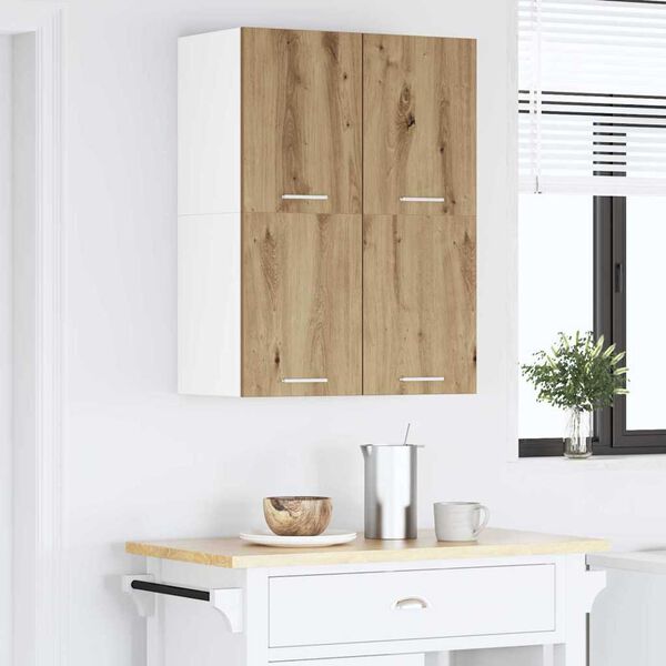 vidaXL Hanging Cabinet 2 pcs Artisan Oak and White 60 x 31 x 40 cm