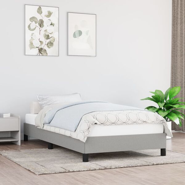 vidaXL Bed Frame without Mattress Light Grey 90x190 cm Single Single Fabric
