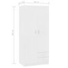 vidaXL Wardrobe White 80x52x180 cm Engineered Wood