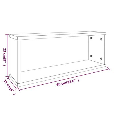 vidaXL Wall Cube Shelves 6 pcs Smoked Oak 60x15x23 cm Engineered Wood