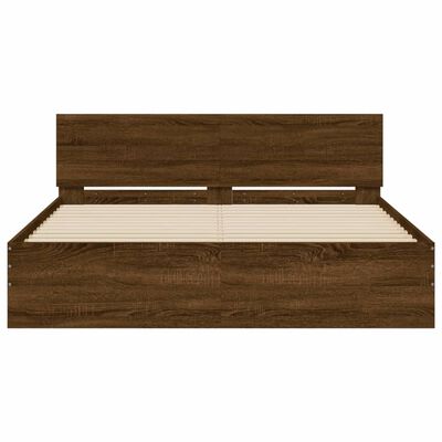 vidaXL Bed Frame with Headboard Brown Oak 140x200 cm