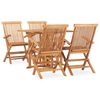 vidaXL 5 Piece Folding Outdoor Dining Set Solid Teak Wood