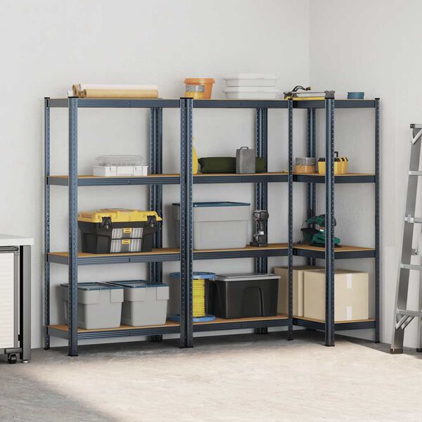 vidaXL 4-Layer Storage Shelves 3 pcs Anthracite Steel&Engineered Wood