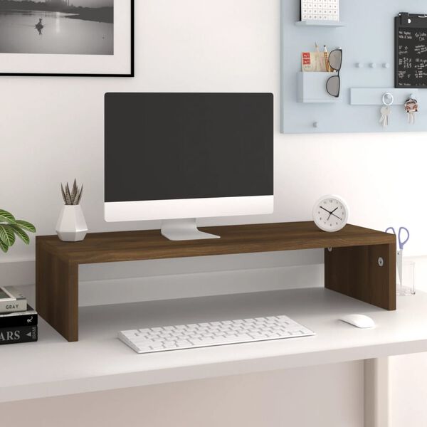 vidaXL Monitor Stand Brown Oak 60x23.5x12 cm Engineered Wood
