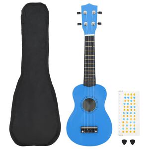 vidaXL Soprano Ukulele Set with Bag for Kids Baby Blue 21