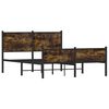 vidaXL Metal Bed Frame without Mattress Smoked Oak 140x190 cm