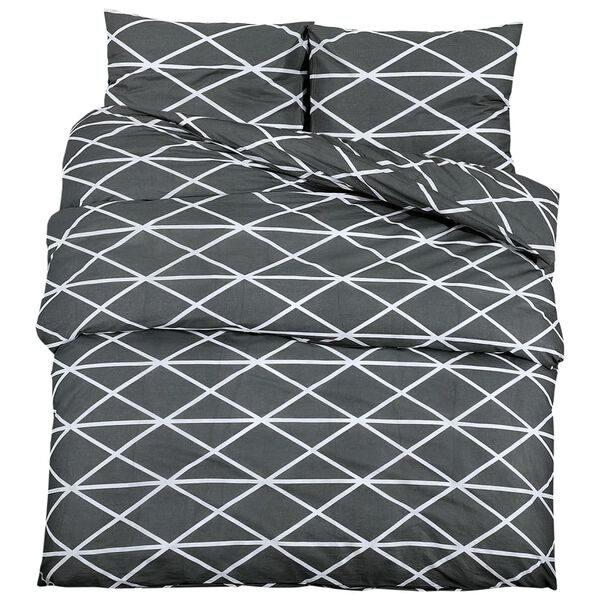 vidaXL Duvet Cover Set Grey 200x200 cm Cotton
