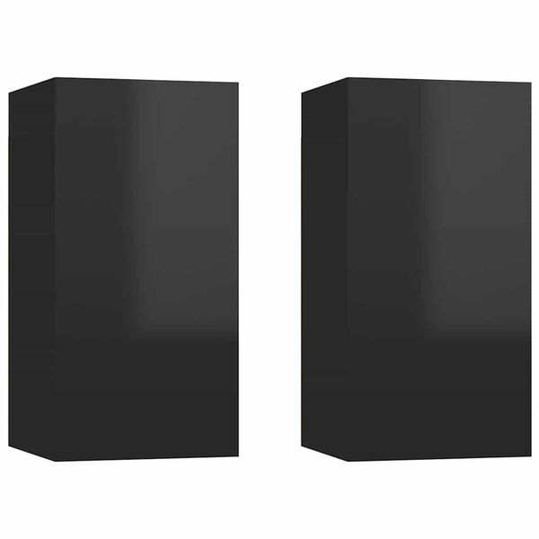 vidaXL TV Cabinets 2 pcs High Gloss Black 30.5x30x60 cm Engineered Wood