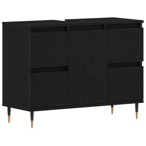 vidaXL Bathroom Sink Cabinet Black Oak 80 x 33 x 60 cm Engineered Wood