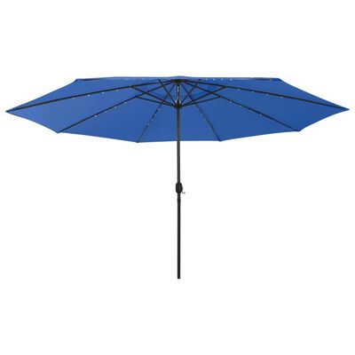 vidaXL Outdoor Parasol with LED Lights and Metal Pole 400 cm Azure Blue