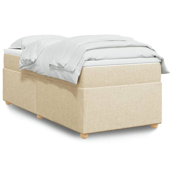 vidaXL Box Spring Bed with Mattress Cream 90x200 cm Fabric