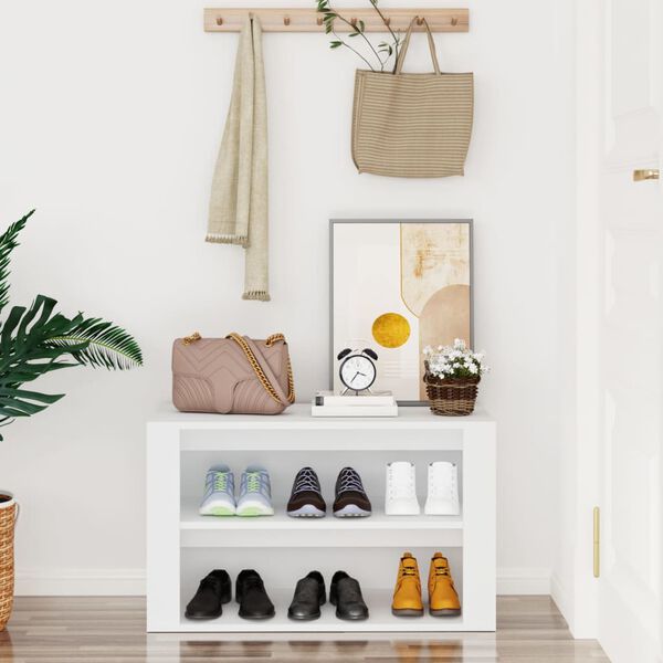 vidaXL Shoe Rack White 75x35x45 cm Engineered Wood