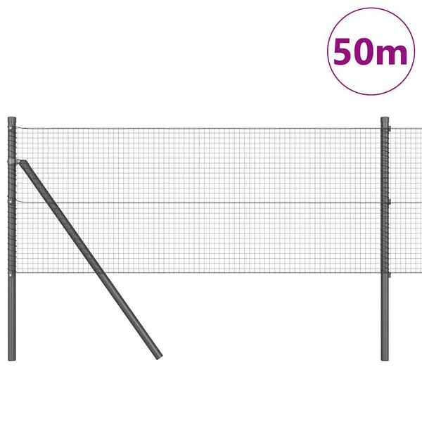 vidaXL Fence Post Grey 50 x 0.5 m (19 x 19 mm mesh) Steel and PVC