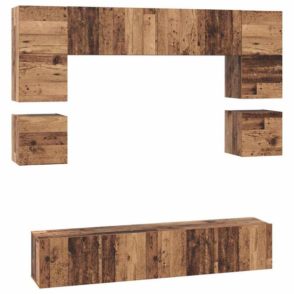 vidaXL TV Cabinet Set Wall-mounted 8 pcs Old Wood Engineered Wood
