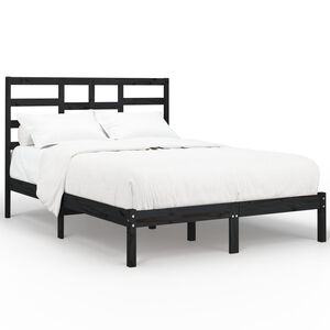 vidaXL Bed Frame without Mattress Black Solid Wood 140x190 cm