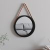 vidaXL Wall Mirror with Strap Black &Oslash; 35 cm