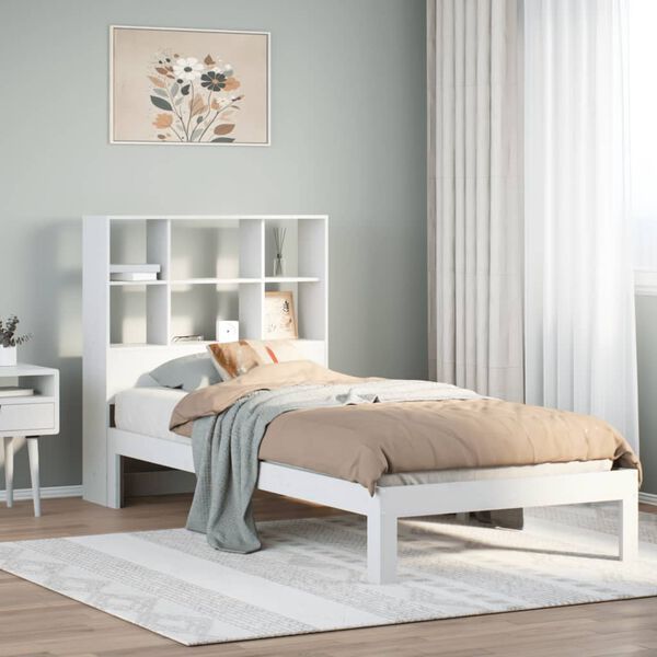 vidaXL Bookcase Bed without Mattress White 90x190 cm Single Solid Wood Pine