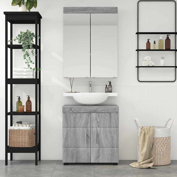 vidaXL Bathroom Furniture Set TULUM Grey Sonoma Engineered Wood