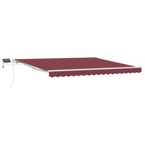 vidaXL Manual Retractable Awning with LED Burgundy 400x300 cm