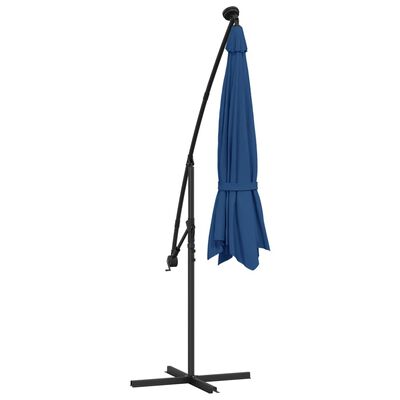 vidaXL Cantilever Umbrella with LED Lights and Steel Pole 300 cm Azure