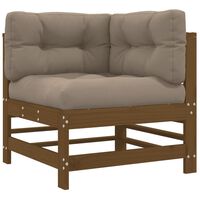 vidaXL Corner Sofa with Cushions Honey Brown Solid Wood Pine