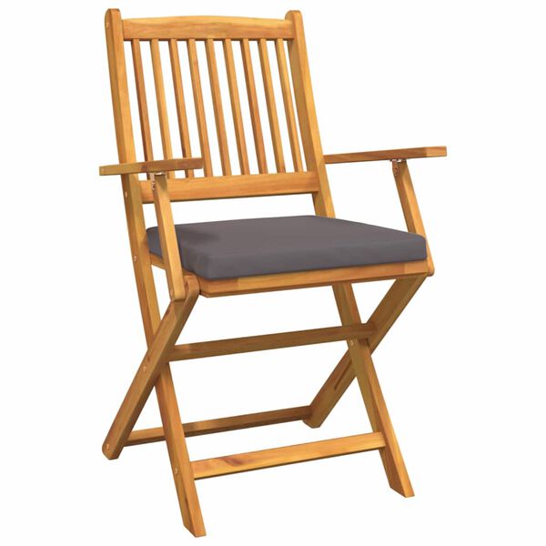 vidaXL Folding Chair 2 pcs Grey 49 x 57.5 x 92cm Solid Acacia wood