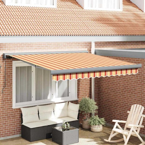 vidaXL Retractable Awning Yellow and Orange 300 x 250 cm