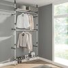 vidaXL Telescopic Wardrobe System with Rods and Shelf Aluminium