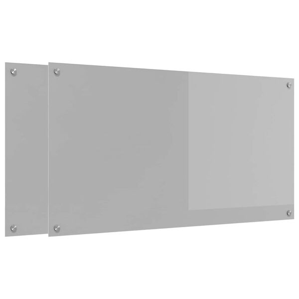 vidaXL Kitchen Backsplash 2 pcs Light Grey 110 x 60 cm Tempered Glass