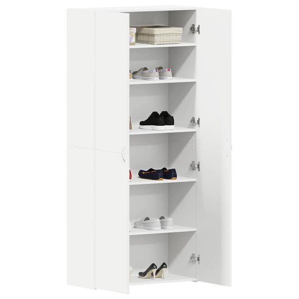 vidaXL Shoe Cabinet with Door White 80 x 35.5 x 180 cm Engineered wood