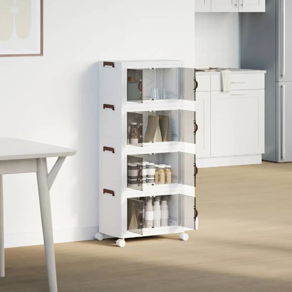 vidaXL Stackable Storage Box with Wheels 4-Tier 28 L 48x29.5x112.5 cm