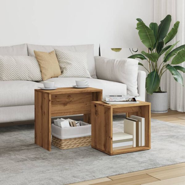 vidaXL Nesting Coffee Tables 2 pcs Artisan Oak Engineered Wood
