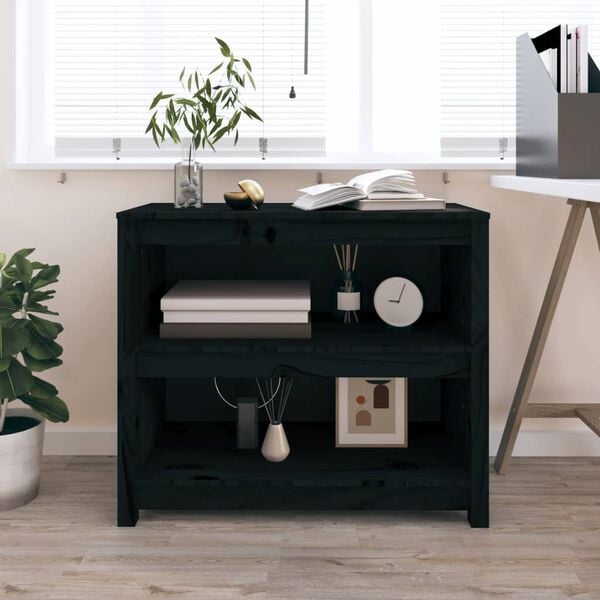 vidaXL Book Cabinet Black 80x35x68 cm Solid Wood Pine