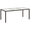 vidaXL Garden Table Brown 190x90x75 cm Tempered Glass and Poly Rattan