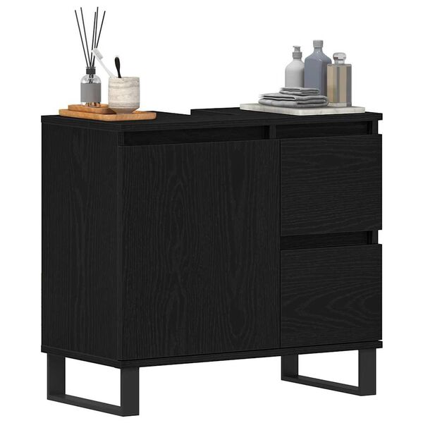 vidaXL Bathroom Sink Cabinet Black Oak 65 x 33 x 60 cm Engineered Wood