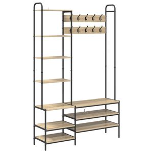 vidaXL Coat Stand with Shoes Bench Sonoma Oak 120.5 x 34 x 190 cm