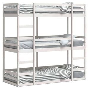 vidaXL Triple Bunk Bed without Mattress White 90x190cm Solid Wood Pine